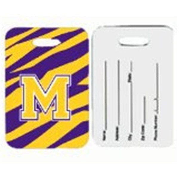 Carolines Treasures Carolines Treasures CJ1022-M-BT Tiger Stripe - Purple Gold Letter M Monogram Initial Luggage Tag - Pair Of 2 CJ1022-M-BT - main